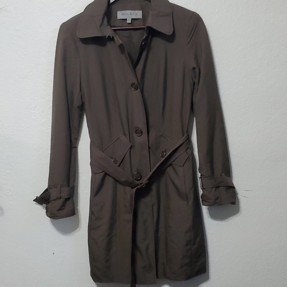 Ann Klein Single Breasted Long Coat W/Belt Sz XS - Picture 1 of 12